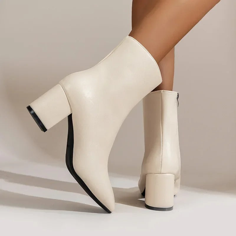 Boots Women Block Heel Ankle with Zipper – Casual
