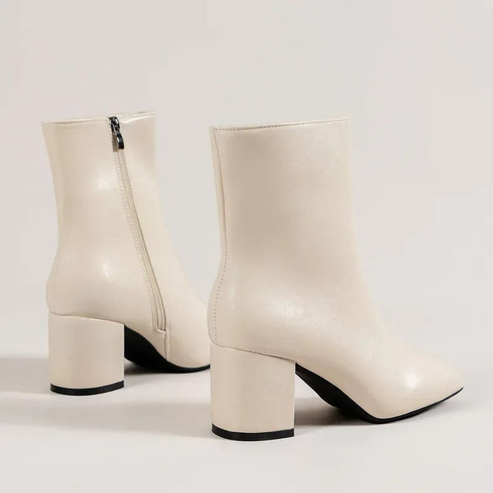 Boots Women Block Heel Ankle with Zipper – Casual