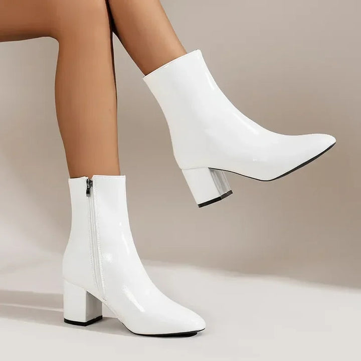Boots Women Block Heel Ankle with Zipper – Casual