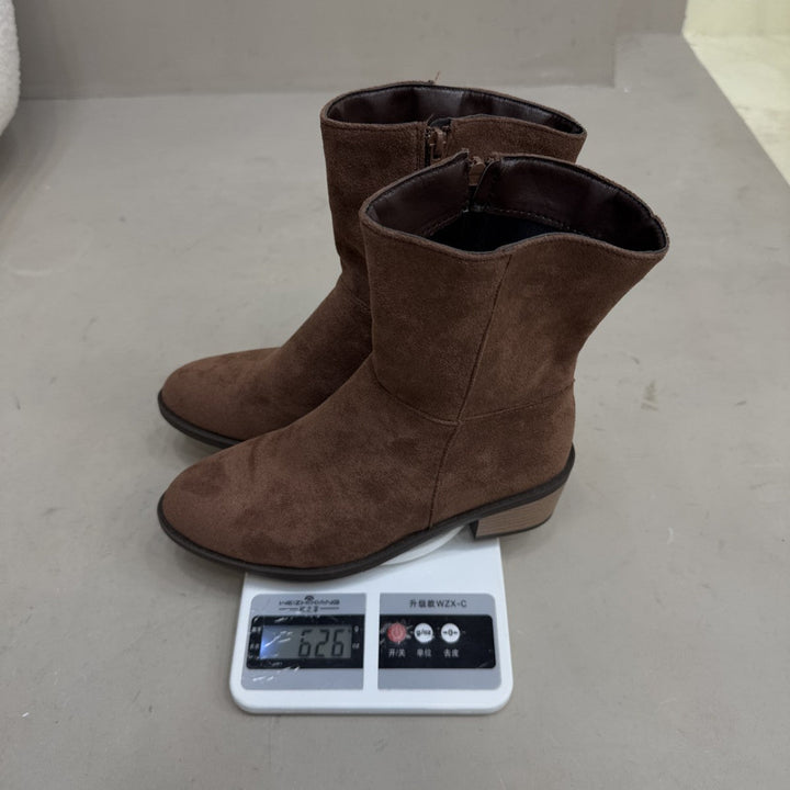 Ankle Boots Women Suede Look Mid-High Block Heel – Casual