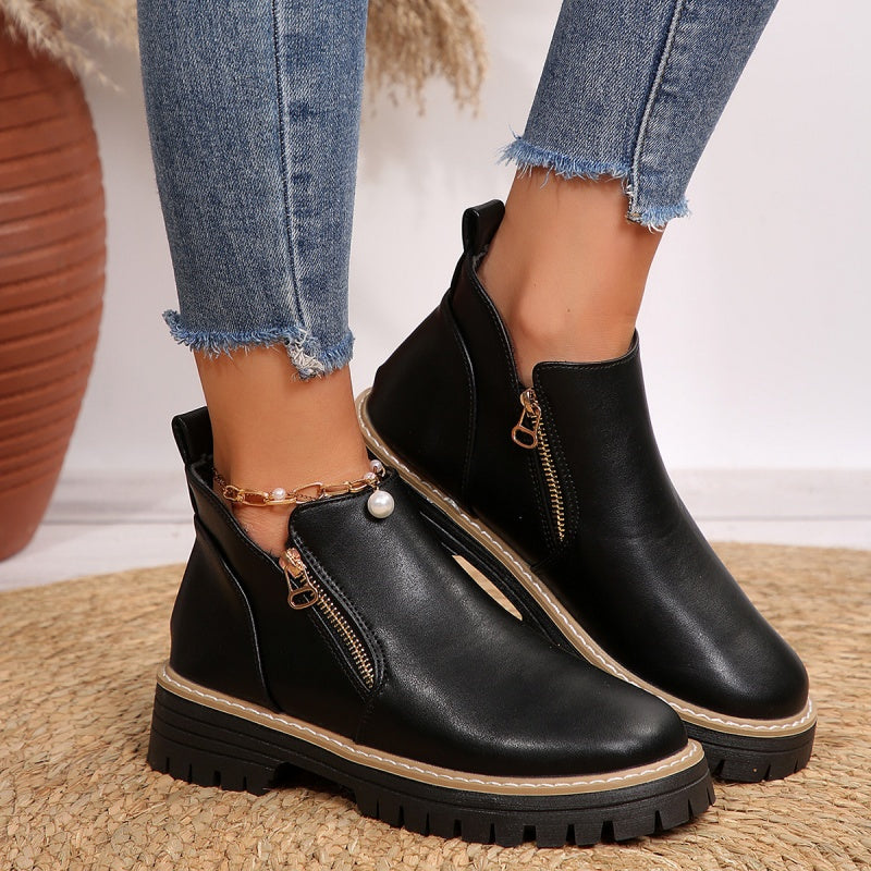 Boots Women Casual Asymmetrical Zip Profile Sole – Casual