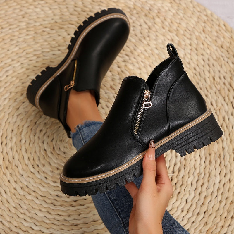 Boots Women Casual Asymmetrical Zip Profile Sole – Casual