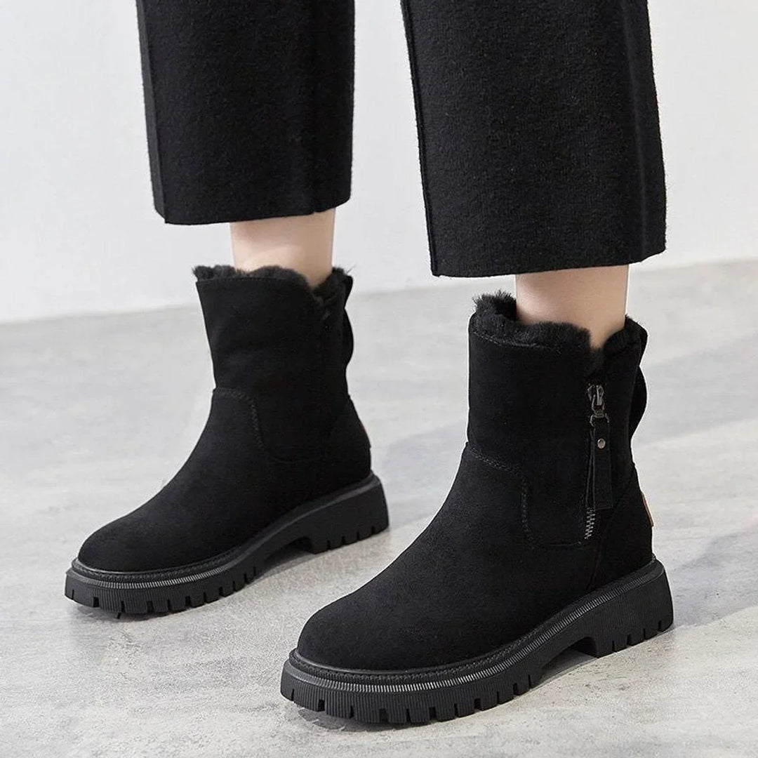 Shoes Women Suede Look Ankle Boots Fleece Lining Platform Sole – Winter