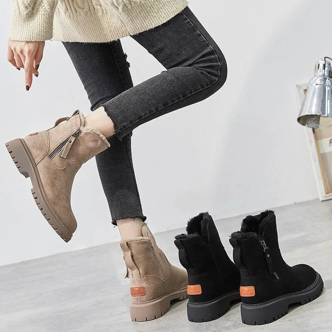 Shoes Women Suede Look Ankle Boots Fleece Lining Platform Sole – Winter