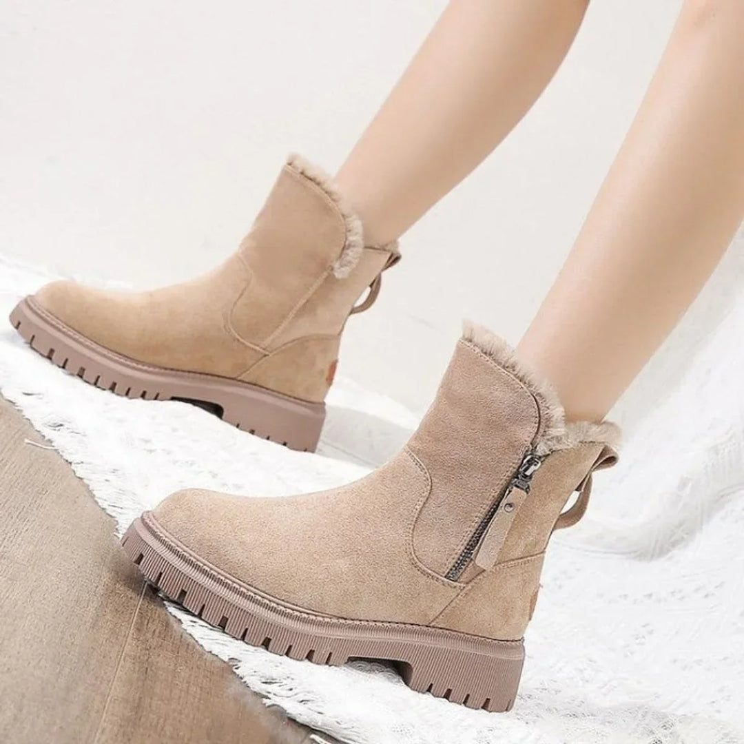 Shoes Women Suede Look Ankle Boots Fleece Lining Platform Sole – Winter