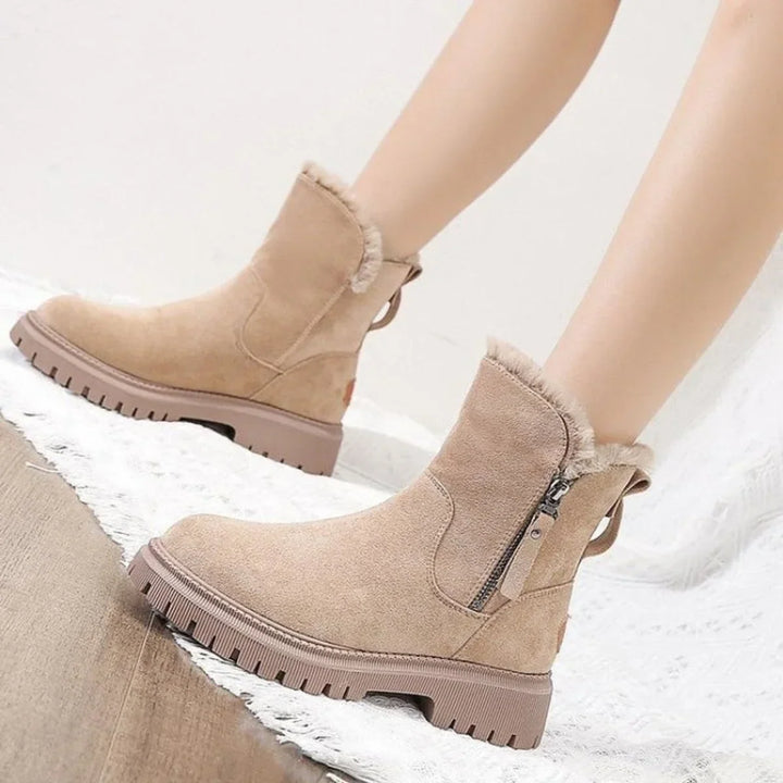 Shoes Women Suede Look Ankle Boots Fleece Lining Platform Sole – Winter