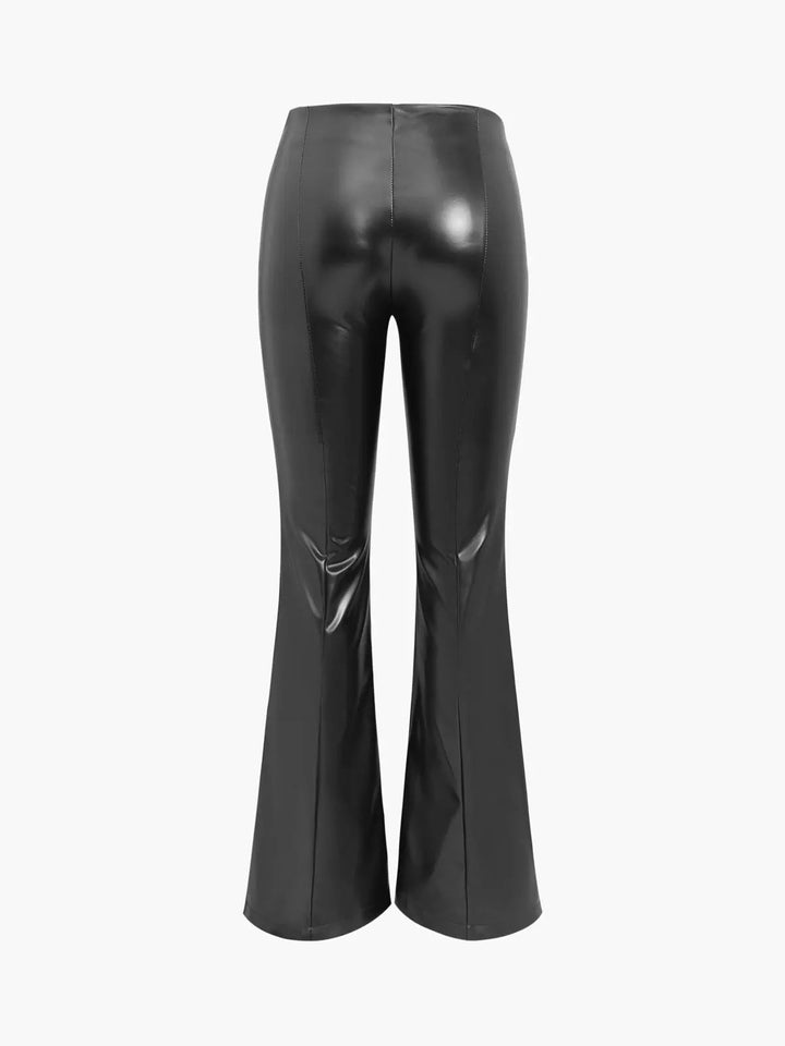 Trousers Women High Waisted Coated Flared with Split – Party