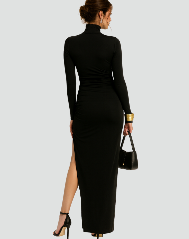 Dress Women Fitted Maxi High Split – Evening