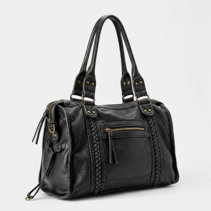 Handbag Women Faux Leather Woven Detail Zip – Office