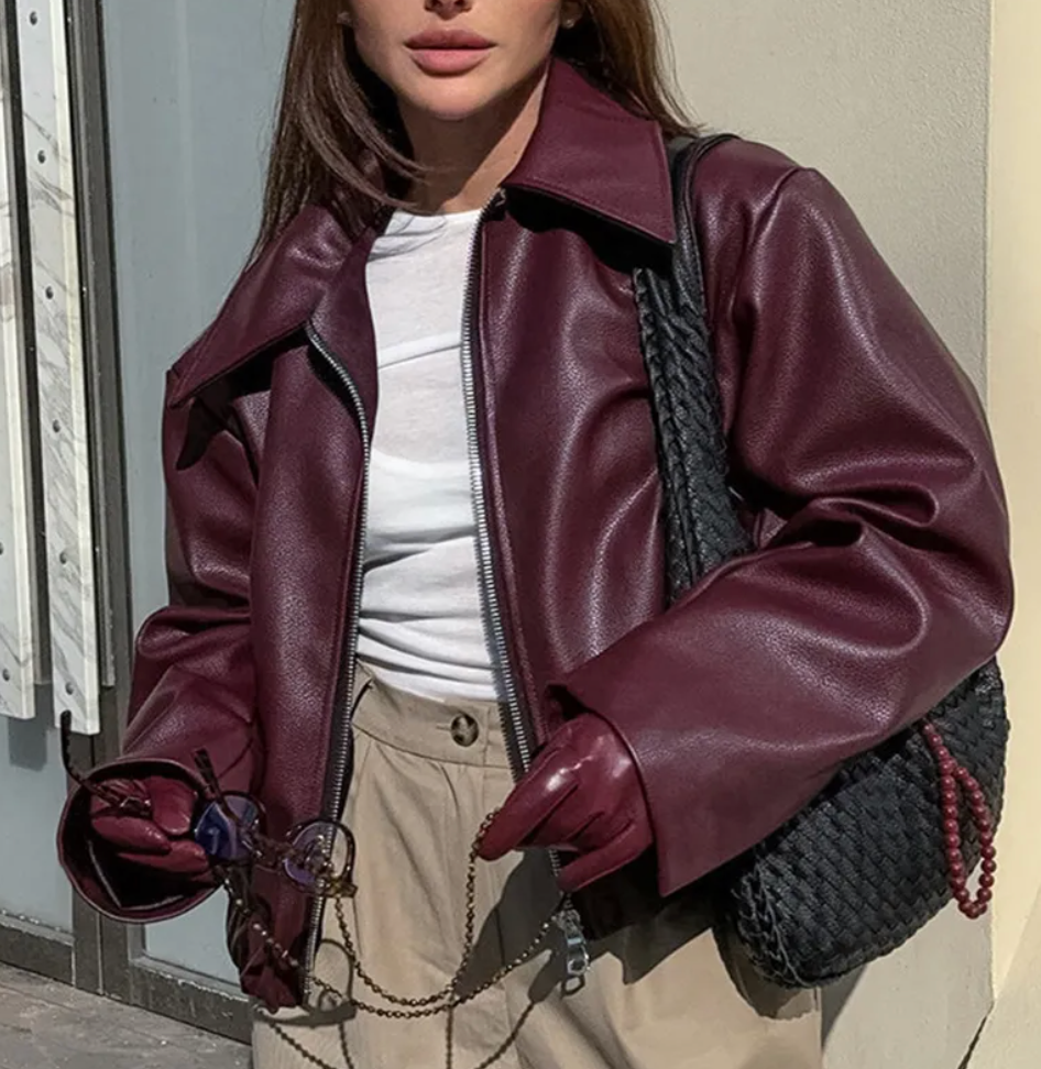 Jacket Women Casual Leather Look Zip – Casual