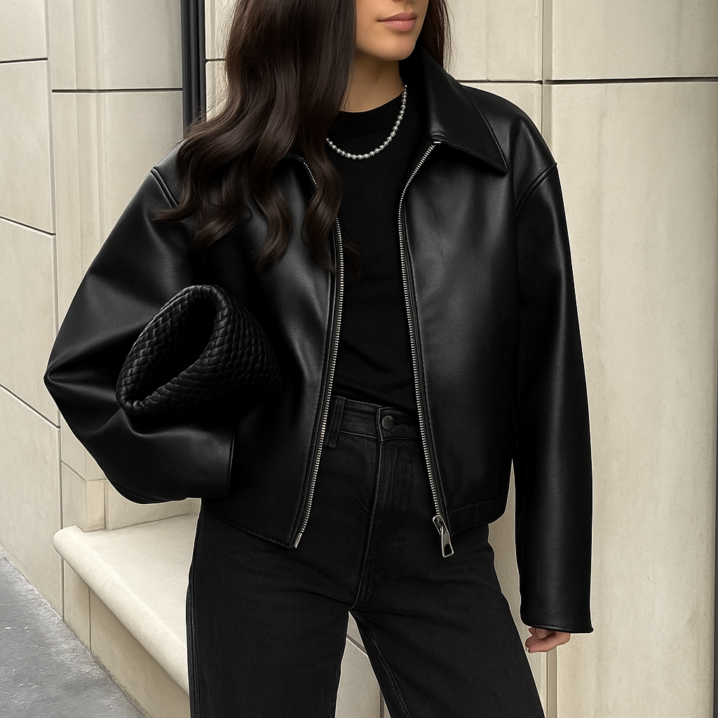 Jacket Women Casual Leather Look Zip – Casual