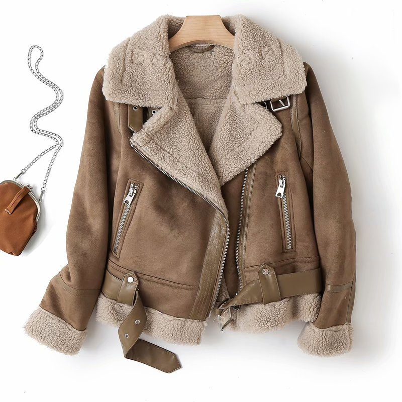 Jacket Women Short Suede Look Teddy Lined – Winter