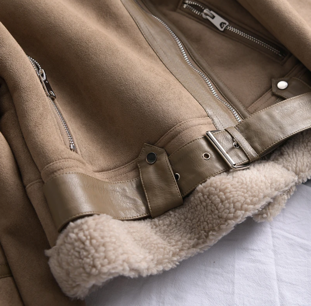 Jacket Women Short Suede Look Teddy Lined – Winter