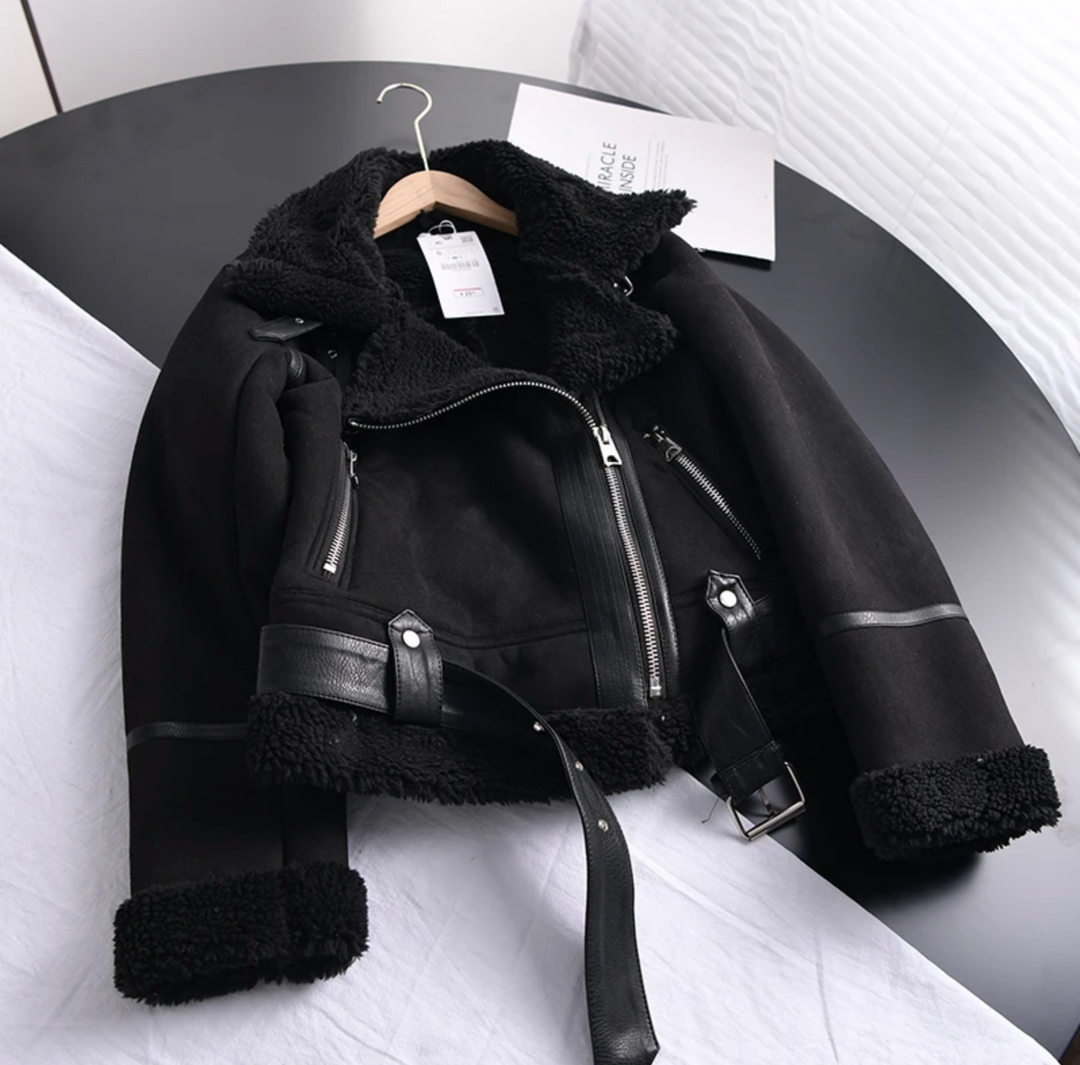 Jacket Women Short Suede Look Teddy Lined – Winter