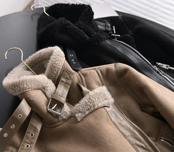 Jacket Women Short Suede Look Teddy Lined – Winter