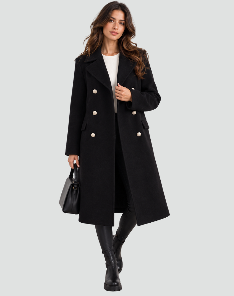Blazer Women Double-Breasted Wool Blend – Office