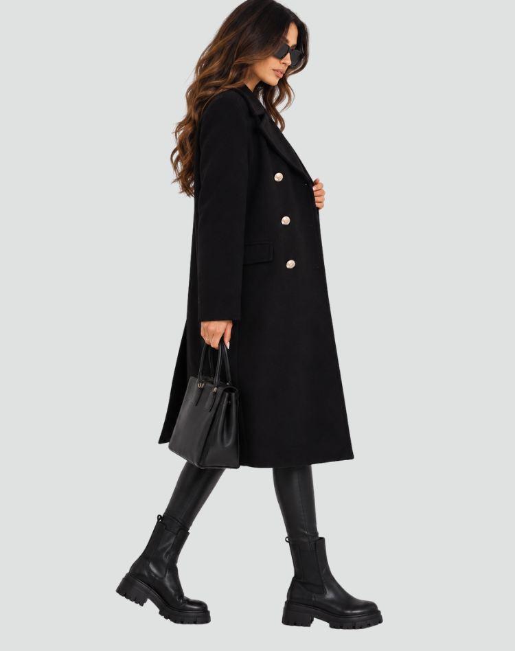 Blazer Women Double-Breasted Wool Blend – Office