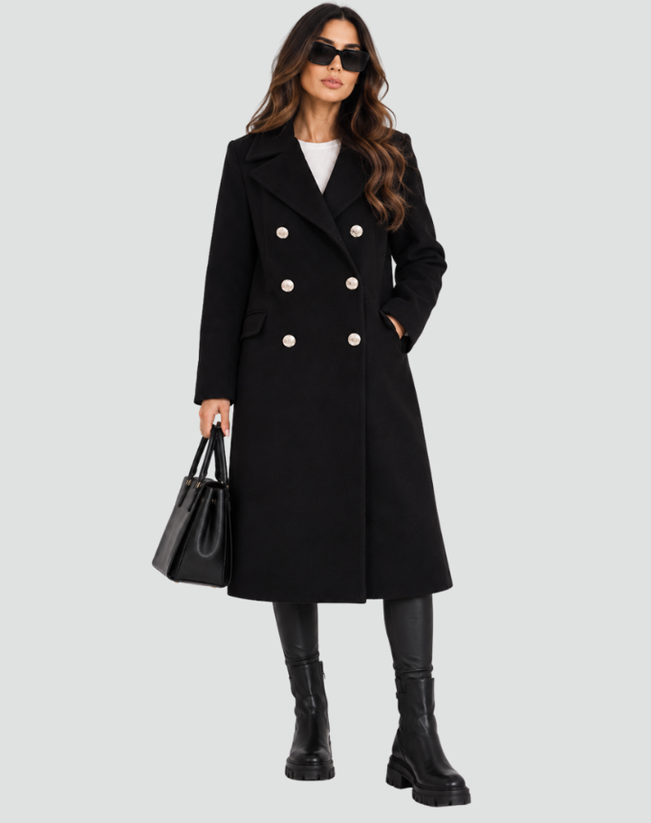Blazer Women Double-Breasted Wool Blend – Office