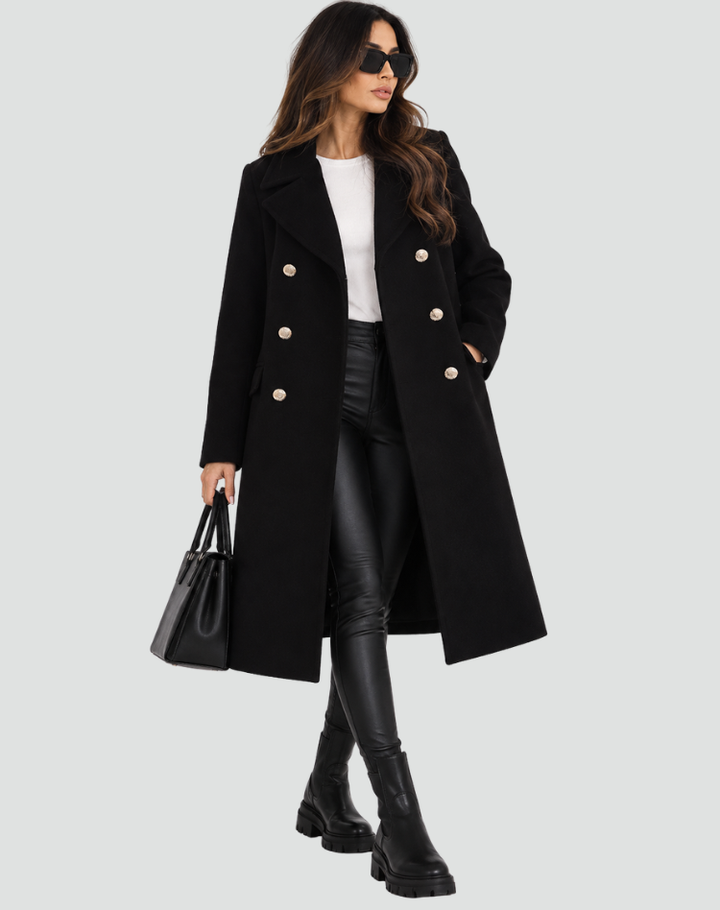 Blazer Women Double-Breasted Wool Blend – Office