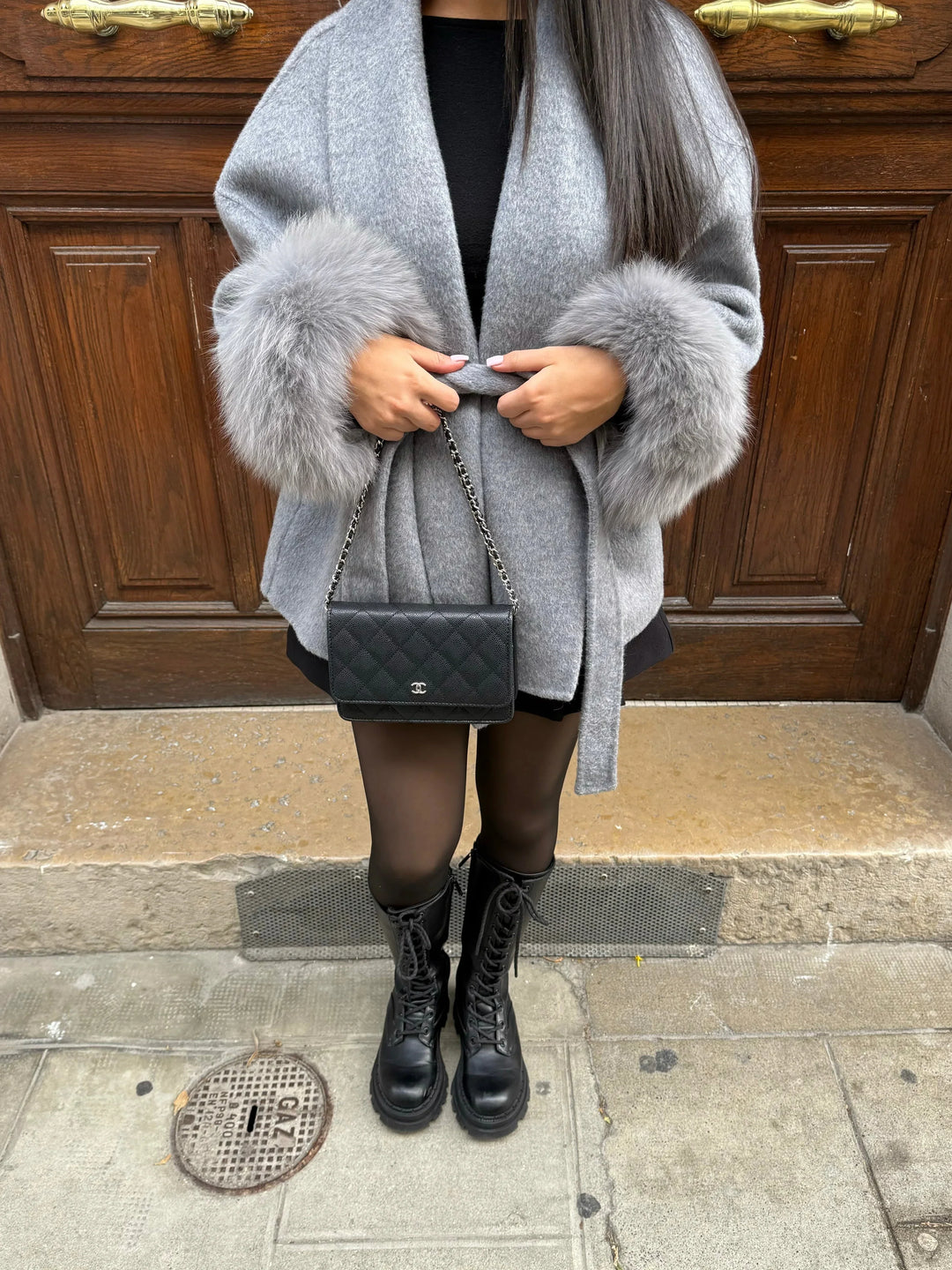 Coat Women Faux Fur Belted Cuffed – Winter
