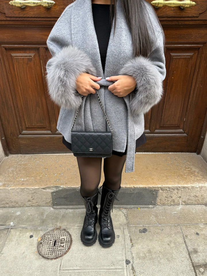 Coat Women Faux Fur Belted Cuffed – Winter