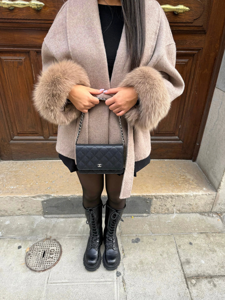 Coat Women Faux Fur Belted Cuffed – Winter