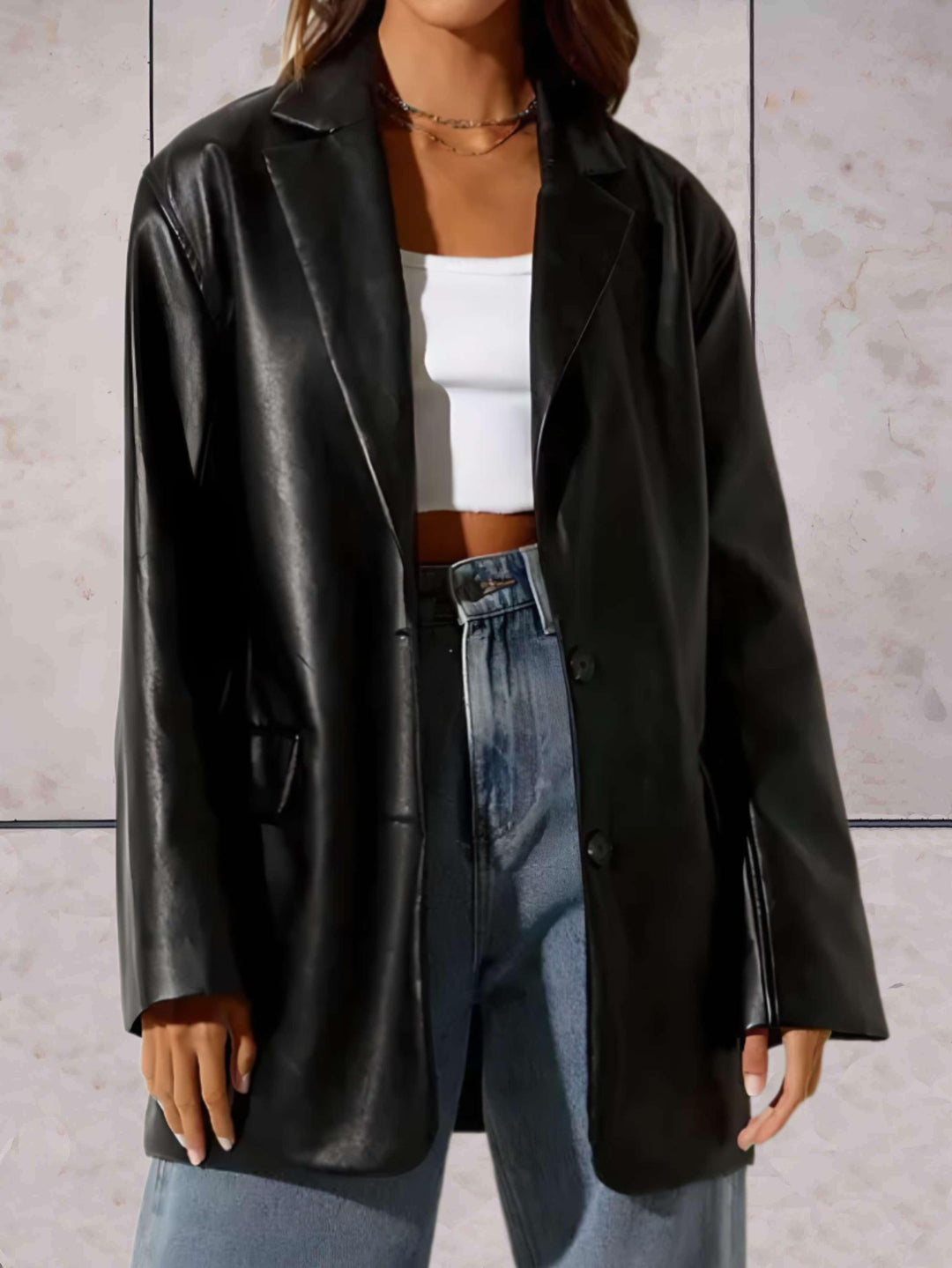 Jacket Women Oversized Leather Look – Casual