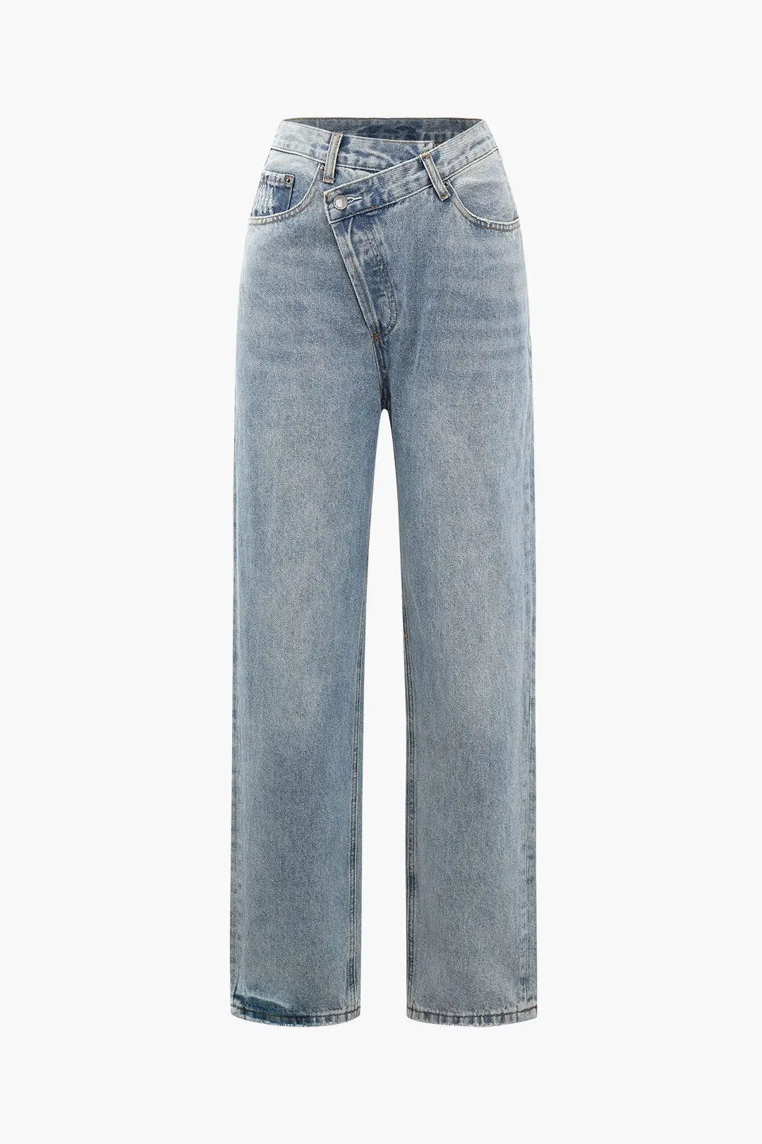 Jeans Women High Waist Straight Leg Asymmetrical – Casual