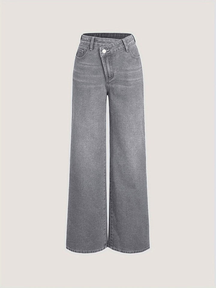 Jeans Women High Waist Straight Leg Asymmetrical – Casual