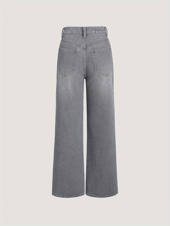 Jeans Women High Waist Straight Leg Asymmetrical – Casual