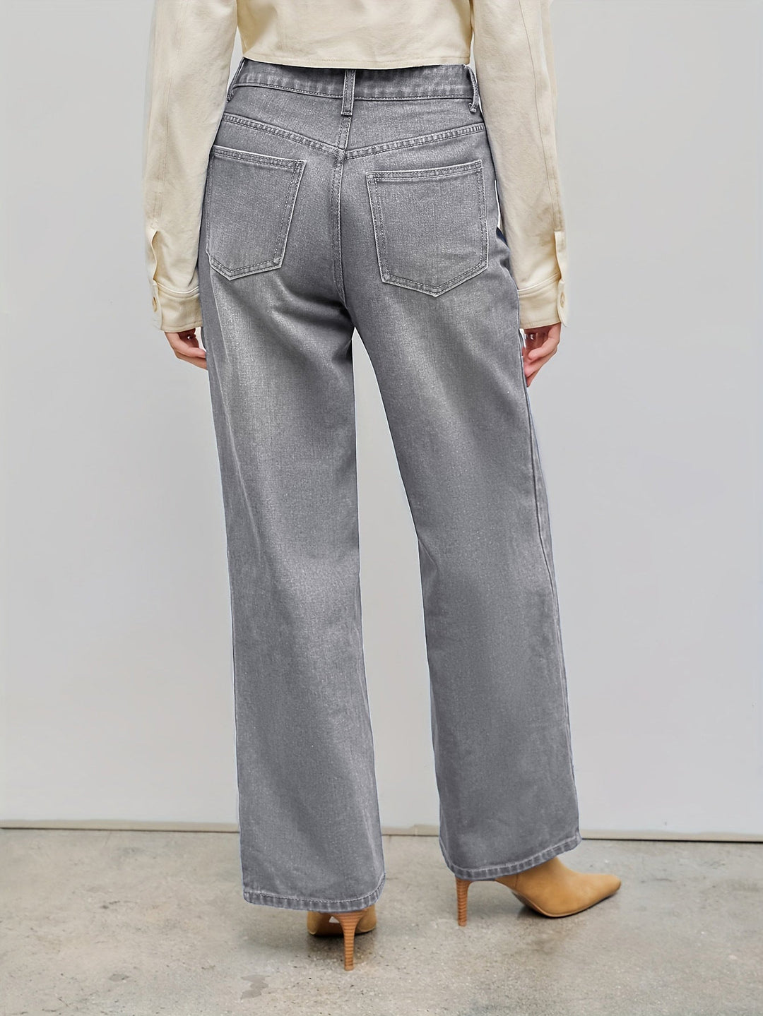 Jeans Women High Waist Straight Leg Asymmetrical – Casual