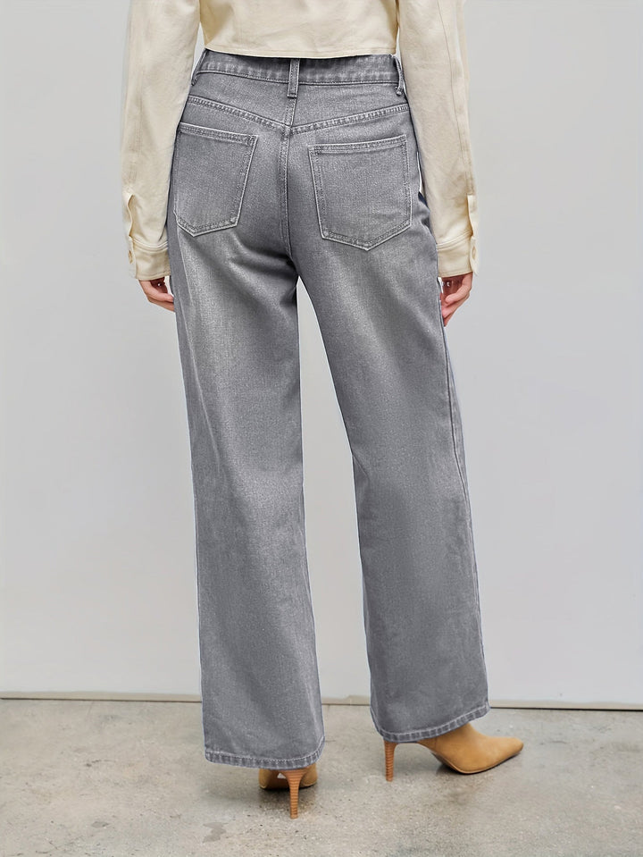Jeans Women High Waist Straight Leg Asymmetrical – Casual