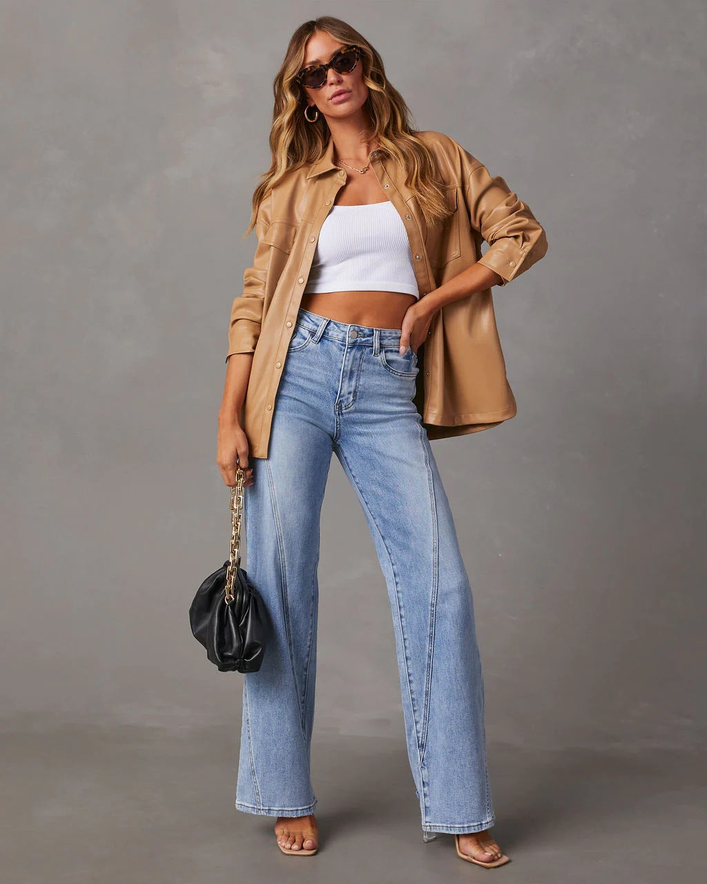 Jeans Women High Waist Straight Leg Diagonal Seams – Casual