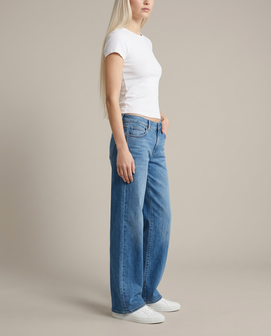 Jeans Women Wide Leg Low Rise Denim – Casual