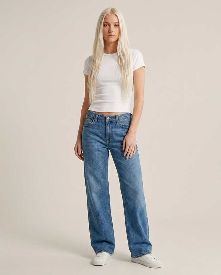 Jeans Women Wide Leg Low Rise Denim – Casual