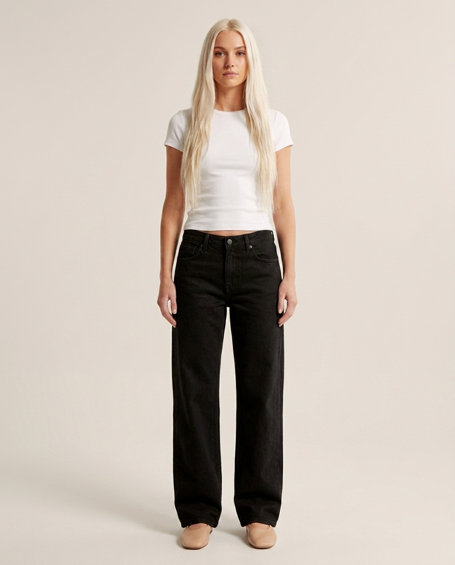 Jeans Women Wide Leg Low Rise Denim – Casual