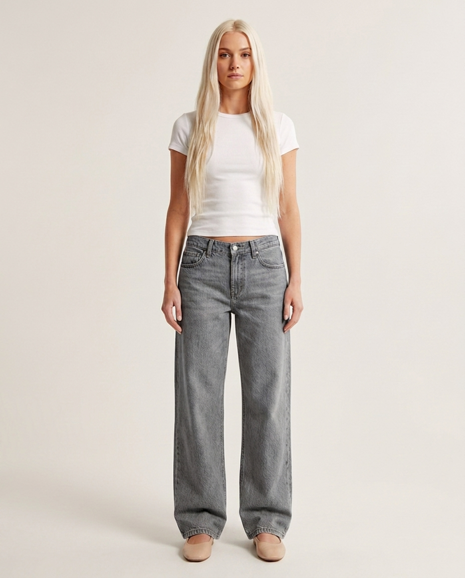 Jeans Women Wide Leg Low Rise Denim – Casual