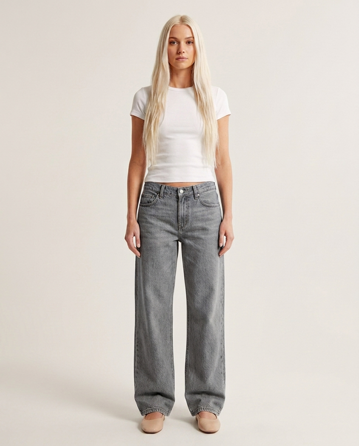 Jeans Women Wide Leg Low Rise Denim – Casual