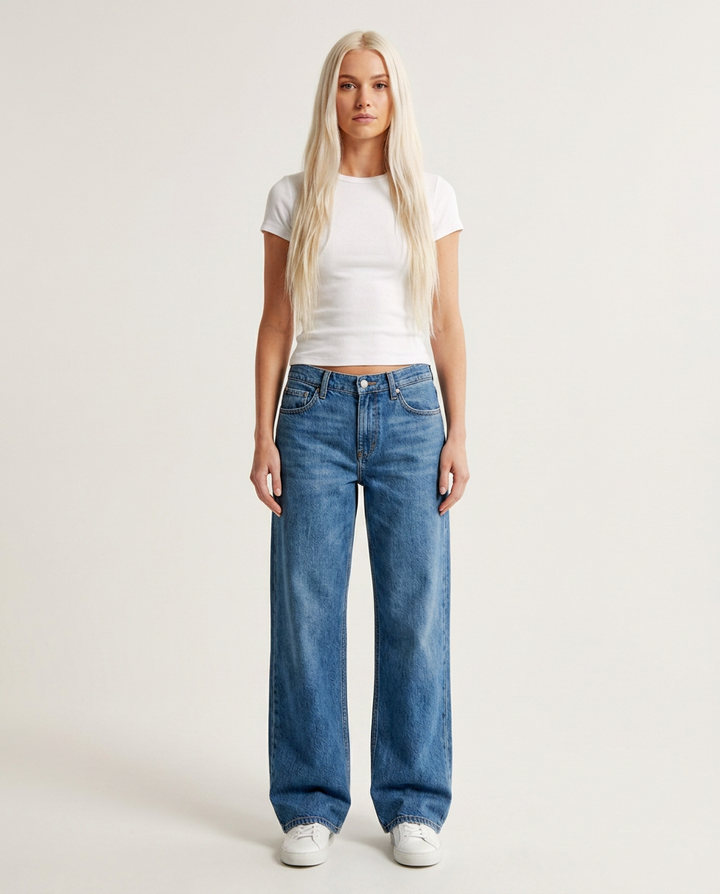 Jeans Women Wide Leg Low Rise Denim – Casual