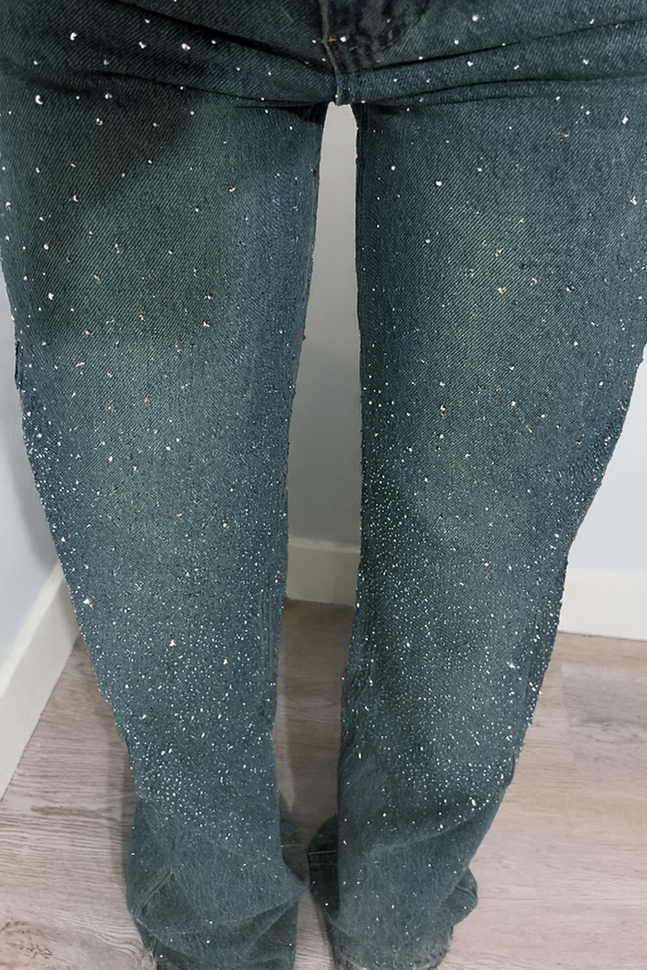 Jeans Women High Waist Wide Leg Glitter – Party