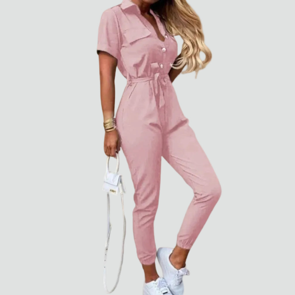 Jumpsuit Women Short Sleeve Tie Waist – Summer