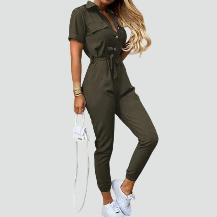 Jumpsuit Women Short Sleeve Tie Waist – Summer