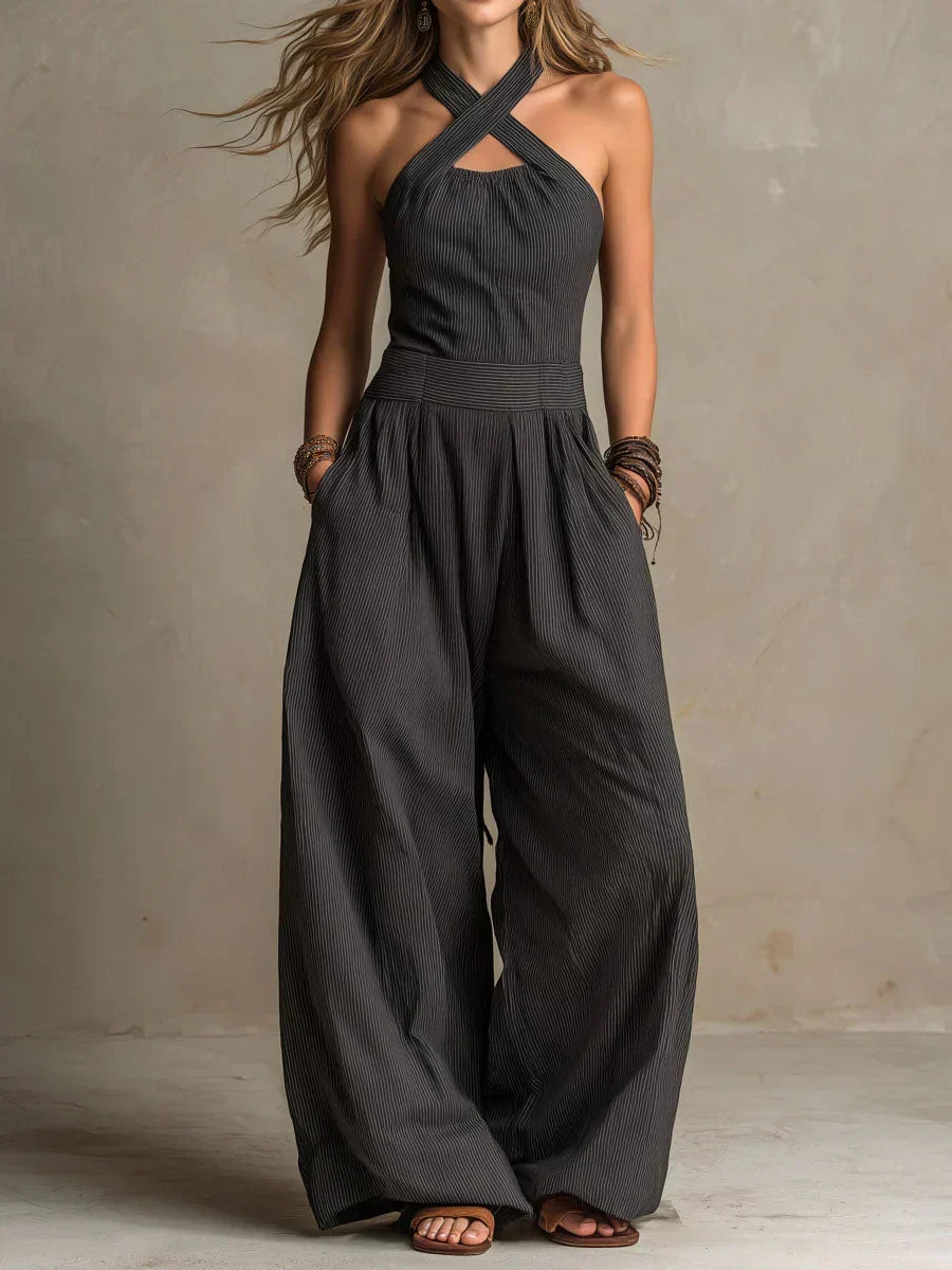 Jumpsuit Women Cross Neck Soft Flowing – Party