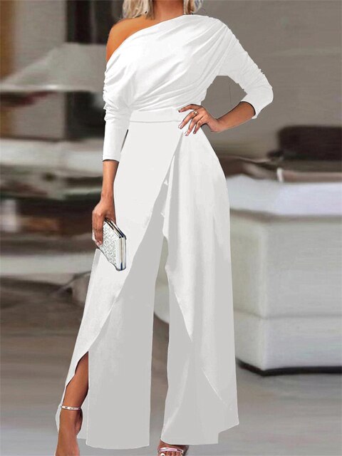 Jumpsuit Women Cold-Shoulder Split Leg – Party