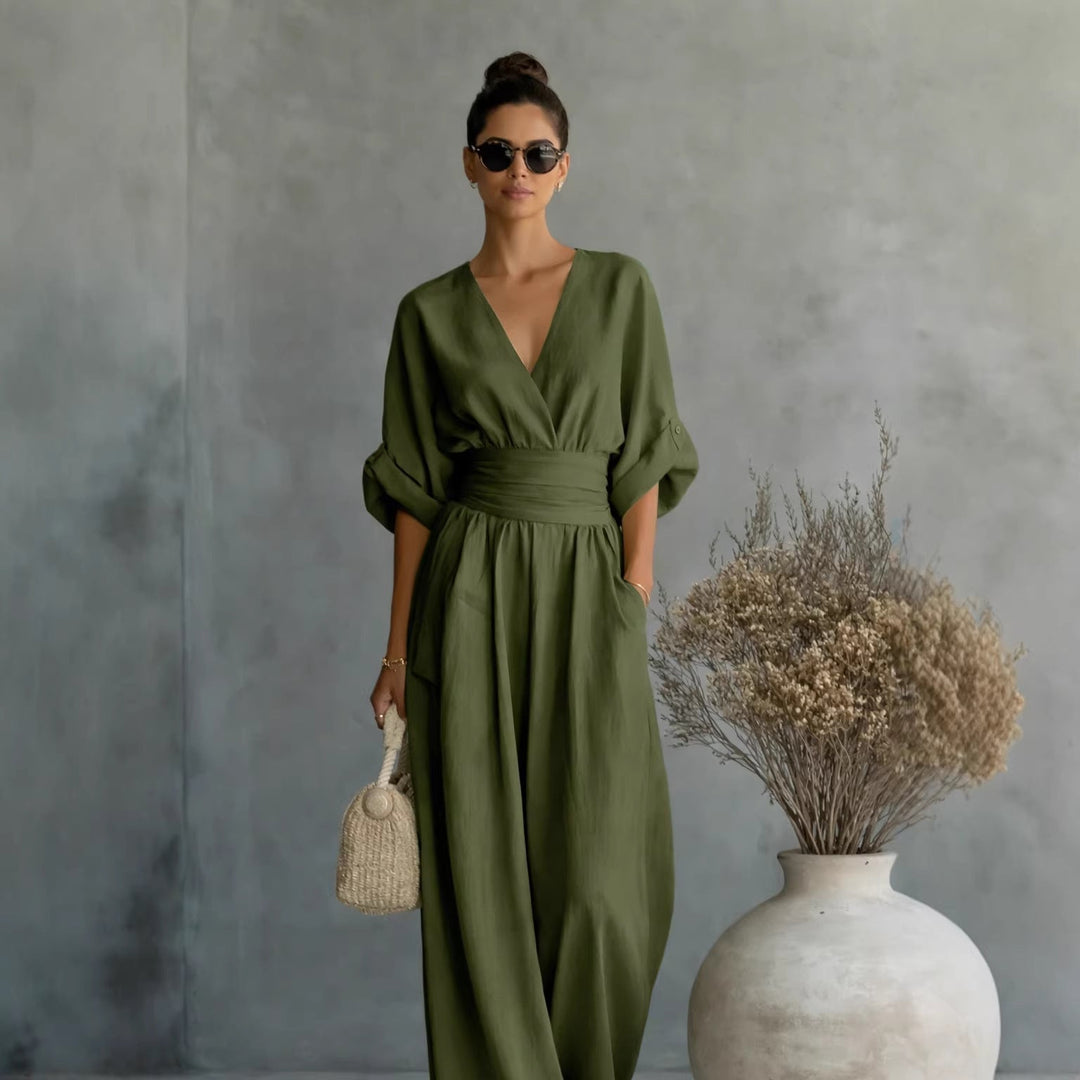 Jumpsuit Women Wide Leg Draped V-Neck – Party