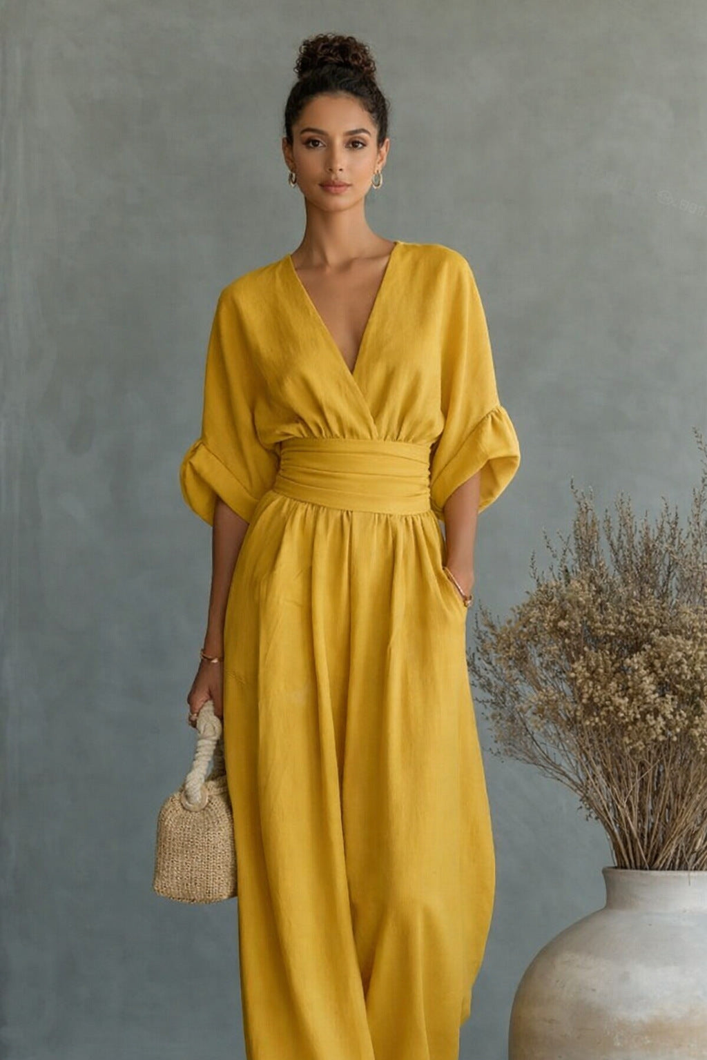 Jumpsuit Women Wide Leg Draped V-Neck – Party