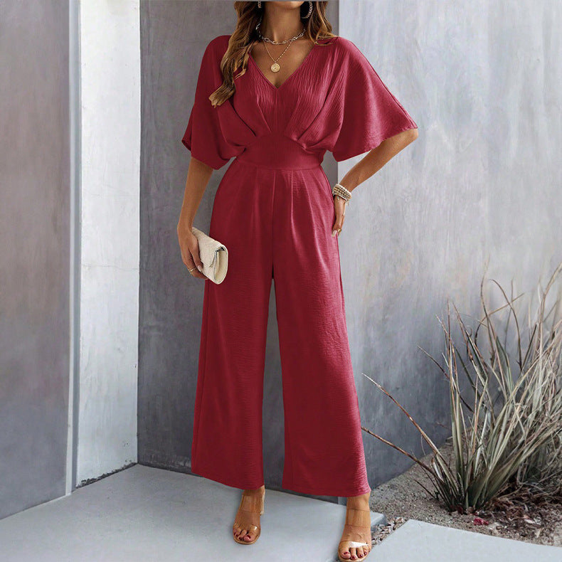 Jumpsuit Women Wide Leg Draped V-Neck – Party