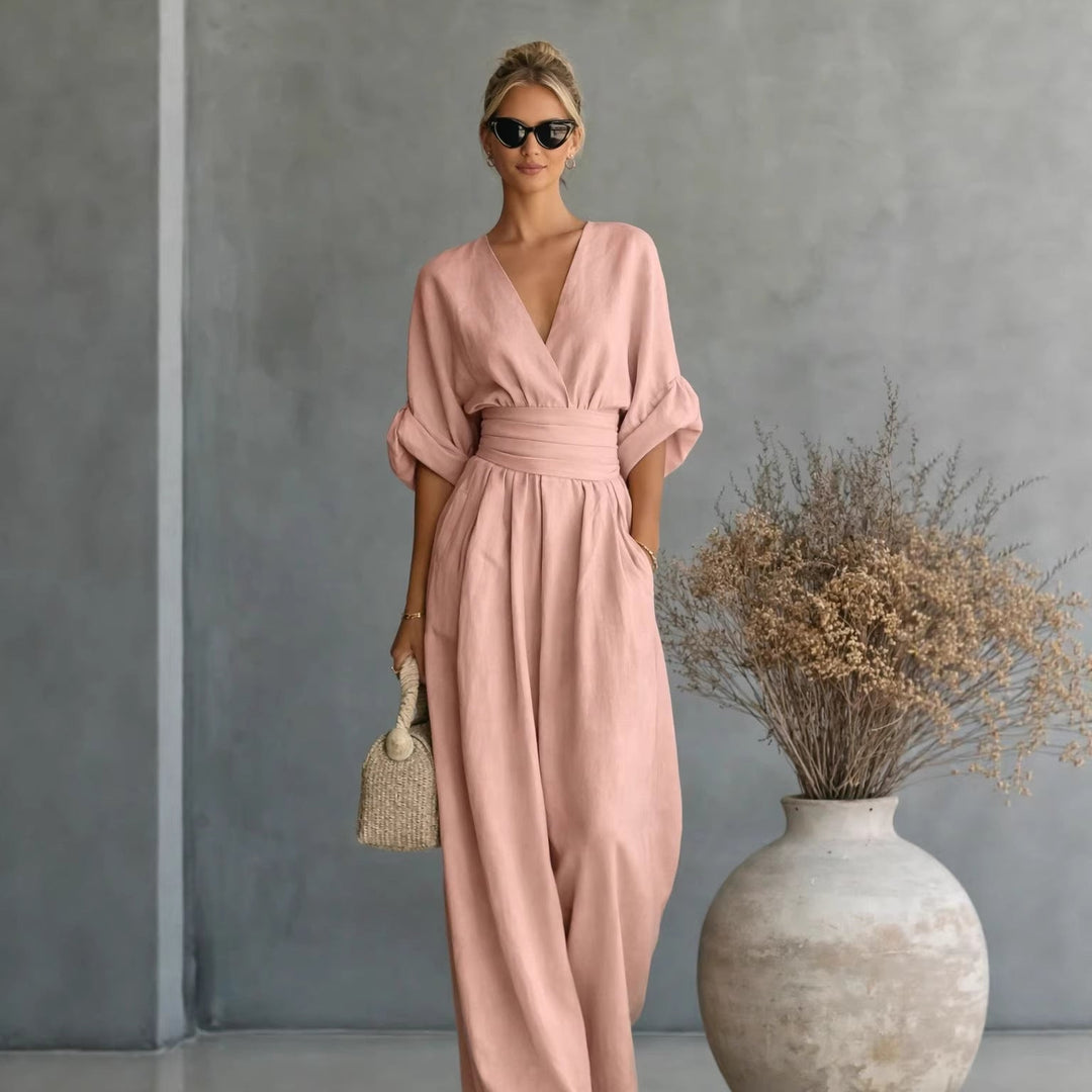 Jumpsuit Women Wide Leg Draped V-Neck – Party