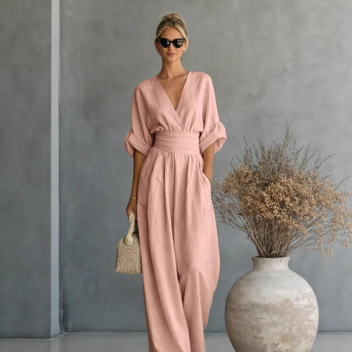 Jumpsuit Women Wide Leg Draped V-Neck – Party