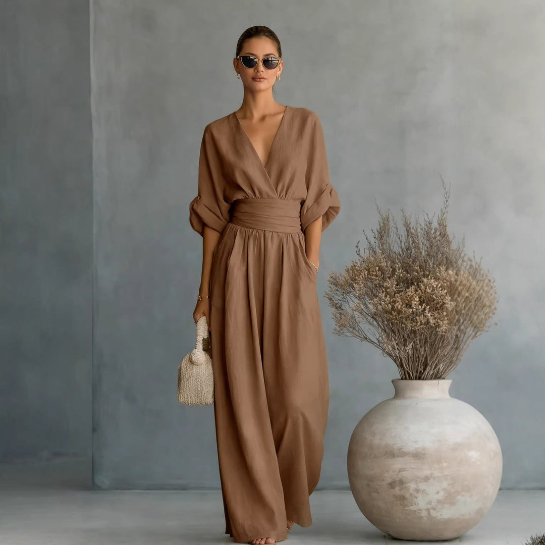 Jumpsuit Women Wide Leg Draped V-Neck – Party